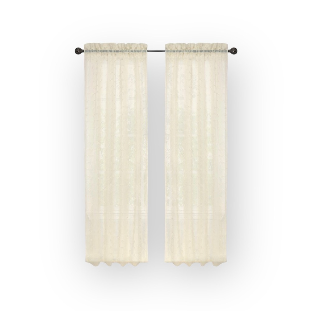 new Boho Chic ✶ Set 2 Rod Pocket Panel Curtains ✶ Semi Sheer Natural ✶ 40” x 84” - Picture 8 of 15